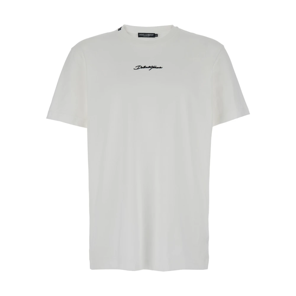 Dolce & Gabbana Witte Signature Slim Fit T-shirts en Polos White Heren