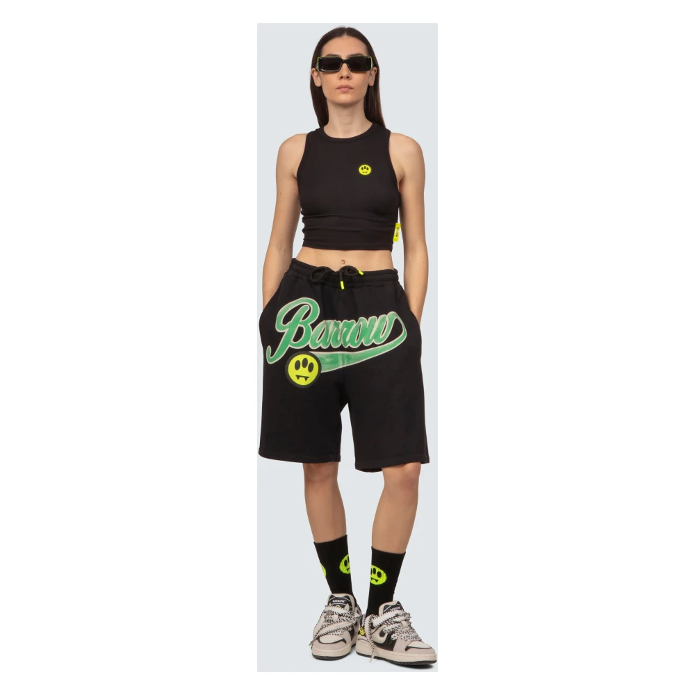 Barrow bermuda In Felpa Old School Print Black Unisex