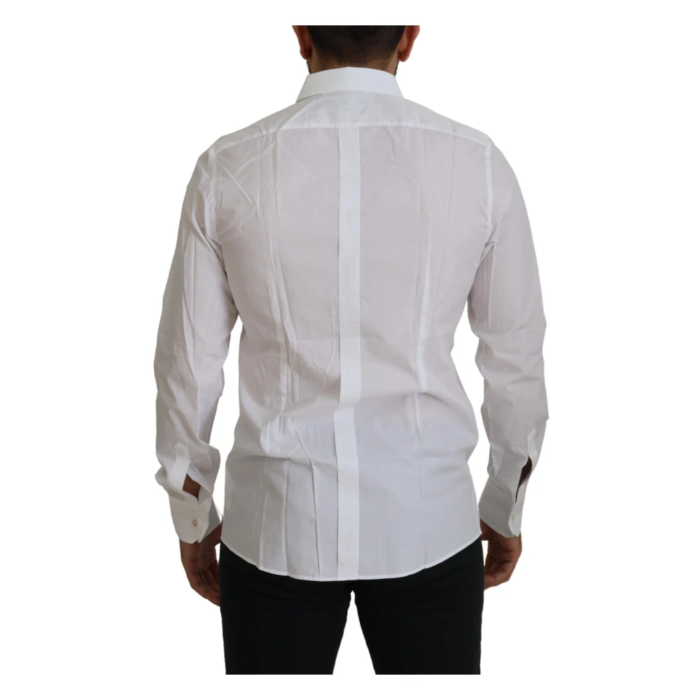 Dolce & Gabbana Elegante witte pauwenveer overhemd White Heren