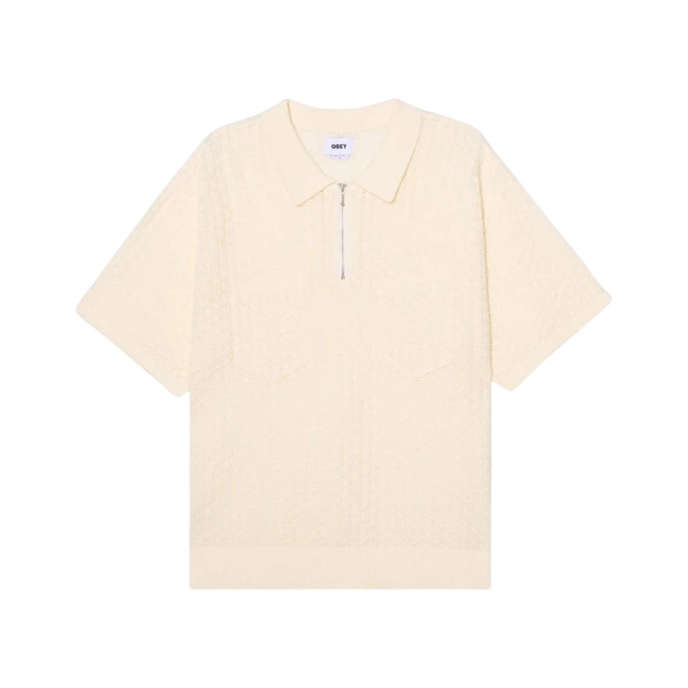 Obey Men's Beige Grant Zip Jumper - Polo Shirts - S - Tops