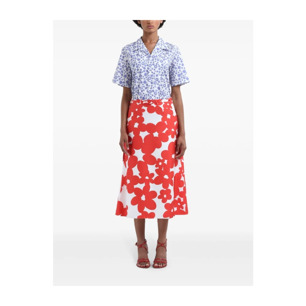 Marni Bloemenprint Midi Rok Red Dames