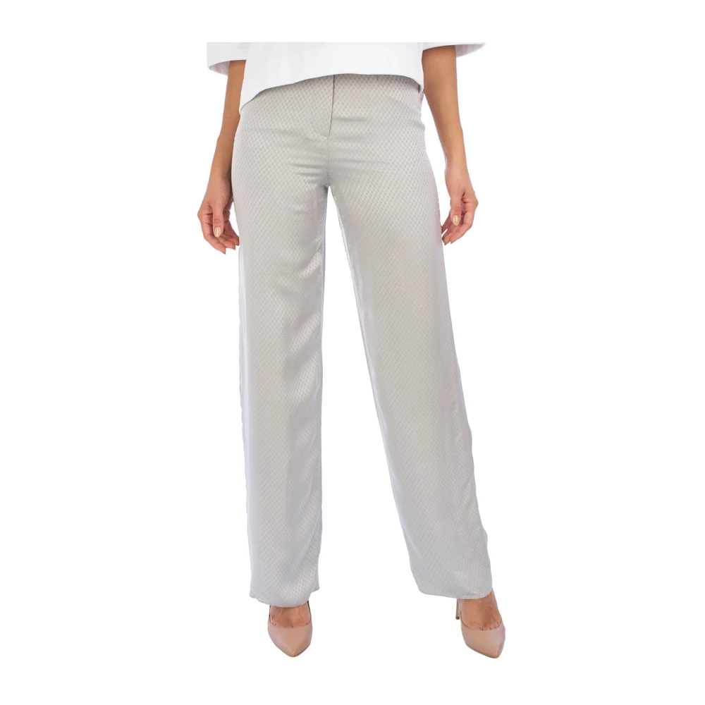 Emporio Armani Women's Gray Wide Trousers, 3XL, Palazzo Trousers