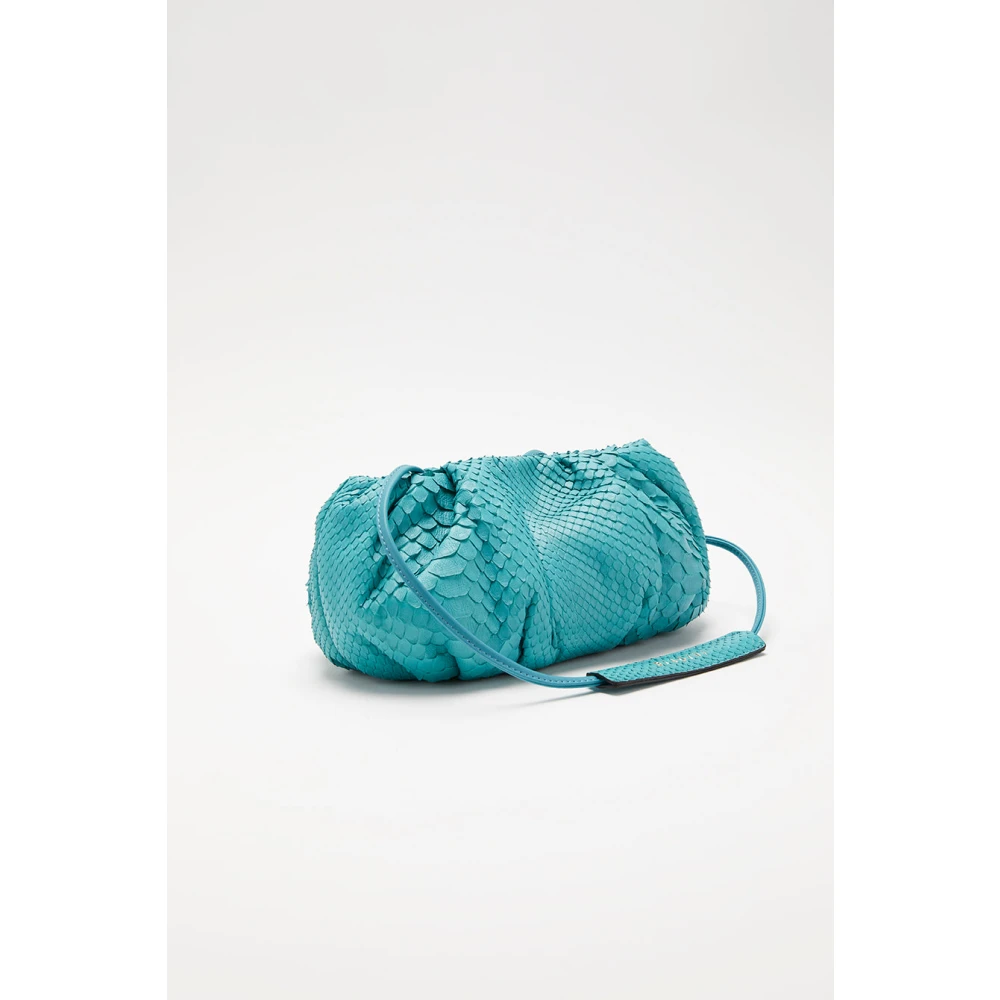 Biagini Mini Turkoois Python Clutch Handtas Blue Dames