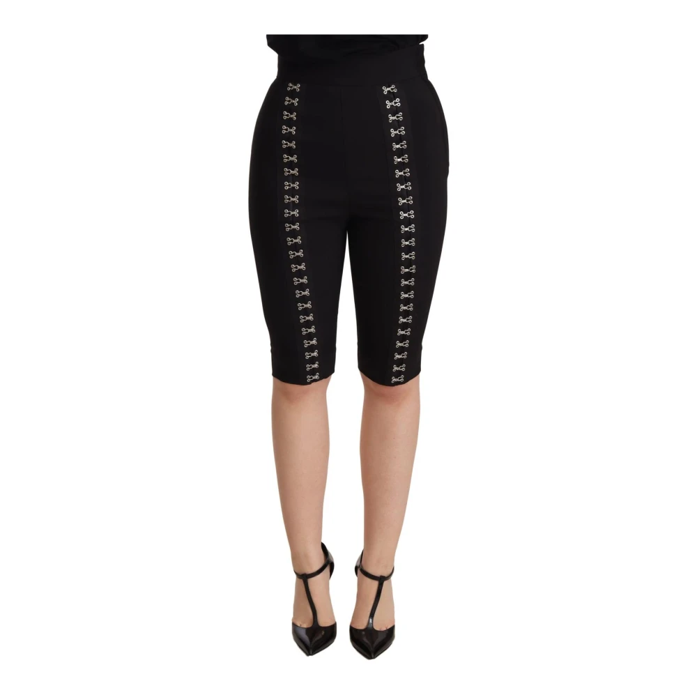 Dolce & Gabbana Women's Black Bermudas, 2XS, High-Waisted Wool Blend Shorts