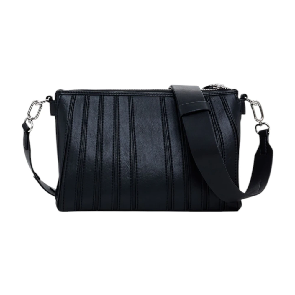 Desigual Zwarte Rits Schoudertas Vrouwen Lente Zomer Black Dames