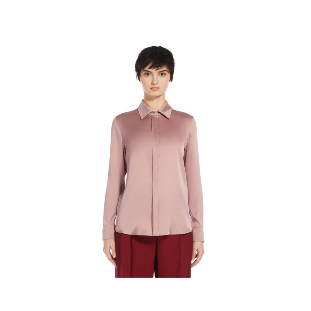 Max Mara Zijden Overhemd Array Large Pink Dames