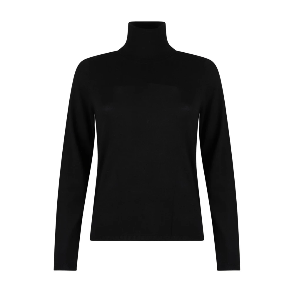Max Mara Women's Black Cashmere Knitwear, L, Cashmere Turtleneck Jumper With Zip Closure