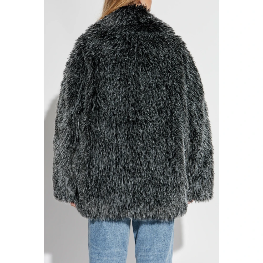 Michael Kors Faux Fur Peacoat Gray Dames