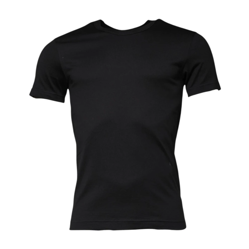 Dolce & Gabbana , T-Shirts, Male, Black, Xs, Black Cotton T-Shirt With Necklace Embellishment - Image 3