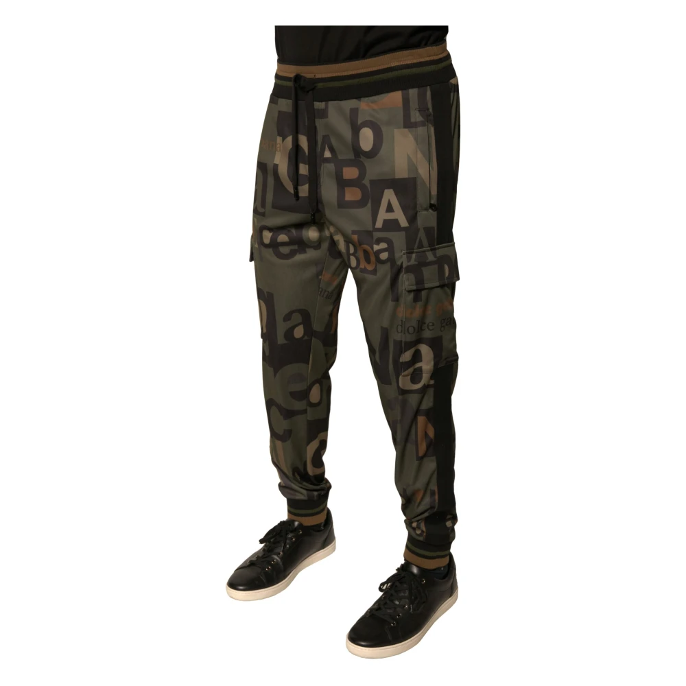 Dolce & Gabbana Camouflage Cargo Jogger Broek met Trekkoordsluiting Multicolor Heren