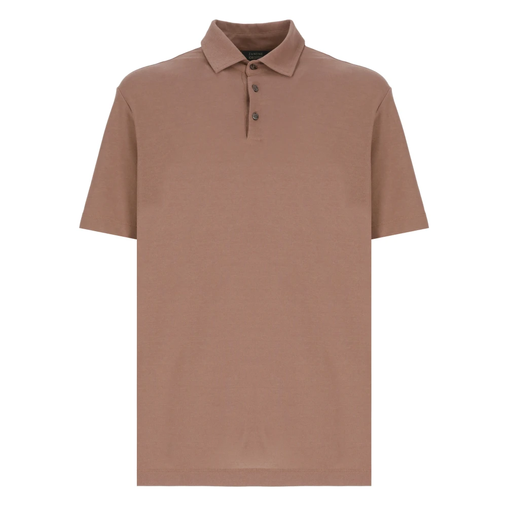 Zanone Bruine Katoenen Poloshirt met Kraag Brown Heren