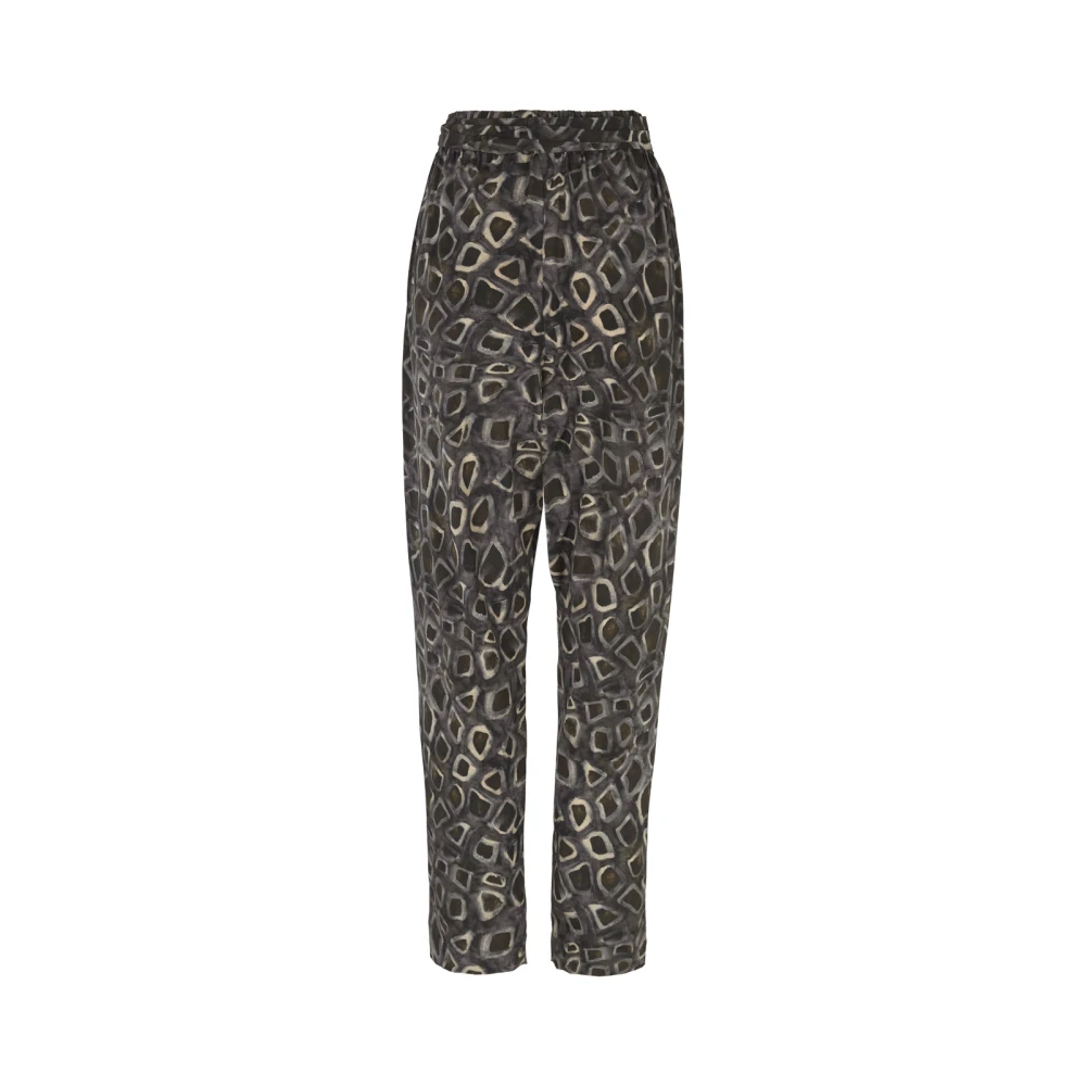 Cortana Zijden bedrukte stretchbroek met elastische taille Black Dames