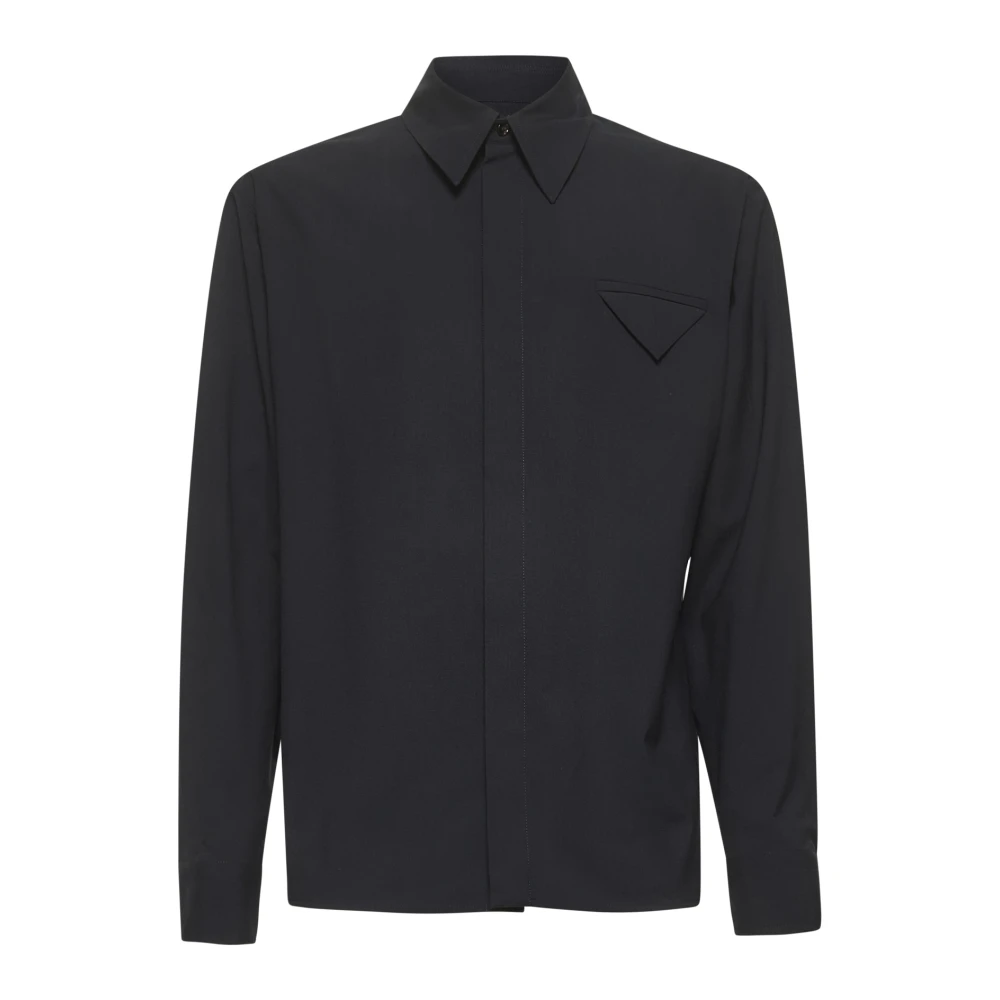 Bottega Veneta Blauwe Wollen Shirt met Driehoekige Zak Blue Heren
