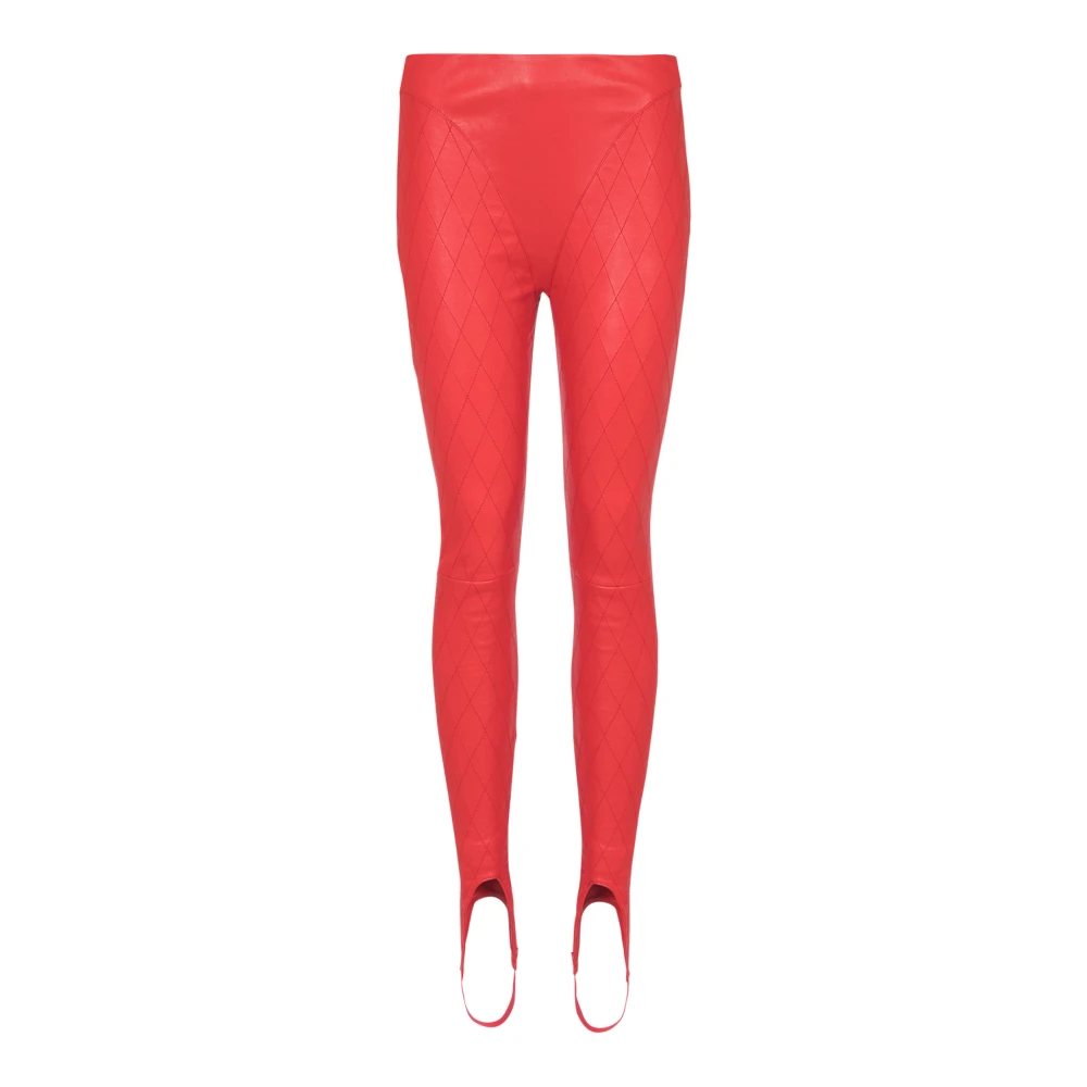 Balmain Topstitched leren leggings Red Dames