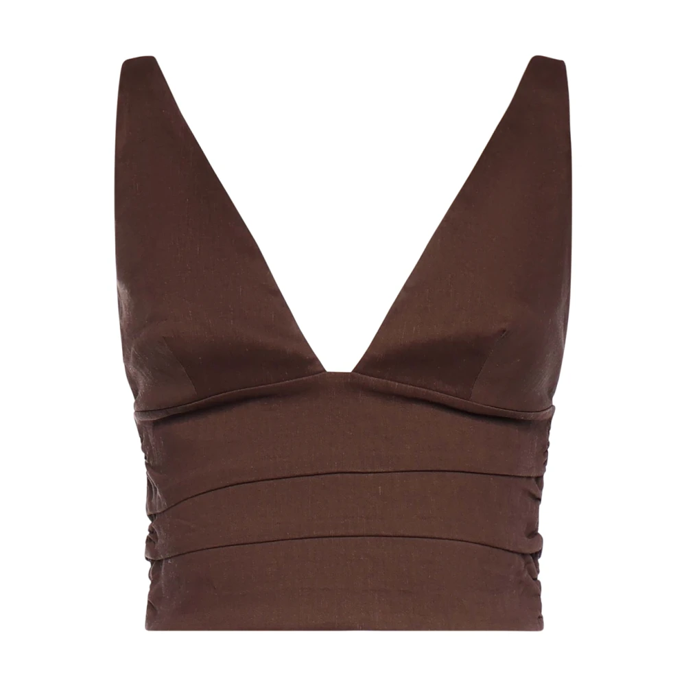 Pinko Women's Brown Sleeveless Tops, Xs, V-Neck Top