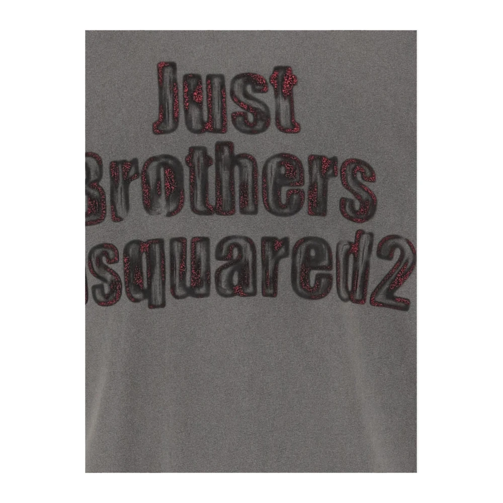 Dsquared2 Logo Print Katoenen T-shirt Wijde Pasvorm Gray Heren