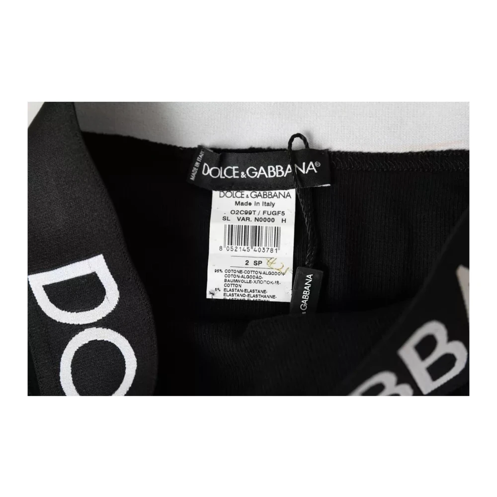 Dolce & Gabbana Zwart Katoenen Logo Ondergoed Panty Black Dames