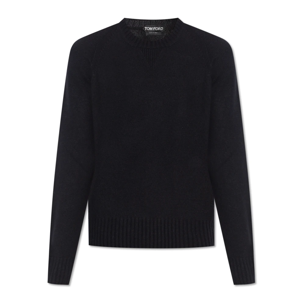 Tom Ford Men's Black Cashmere Sweater With Embroidered Logo