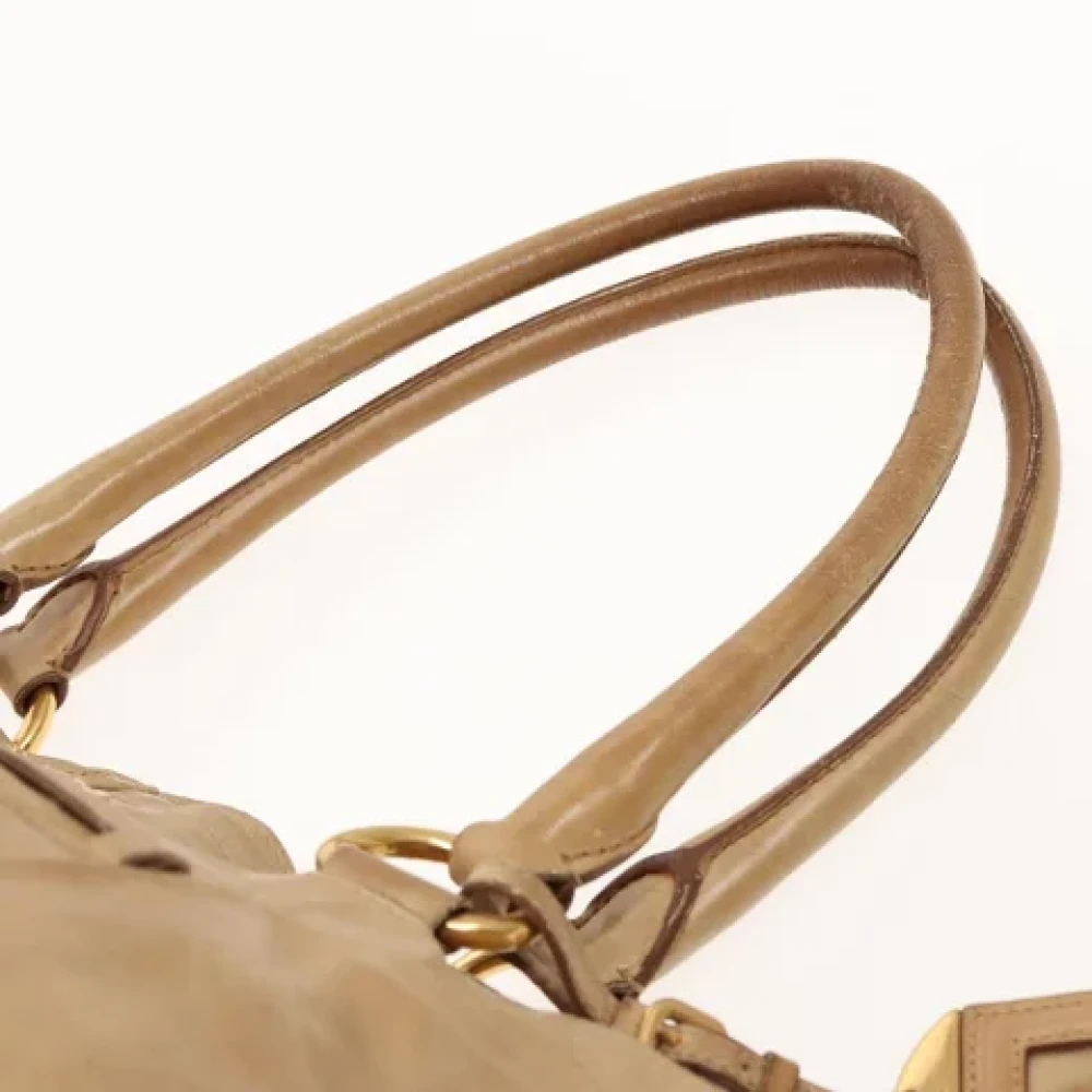 Prada Vintage Pre-owned Leather prada-bags Beige Dames