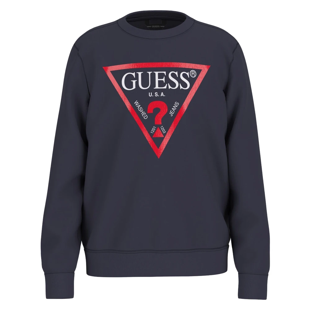 Guess Boys Blue Kids Sweatshirts, 7 Y, Logo Print Sweatshirt