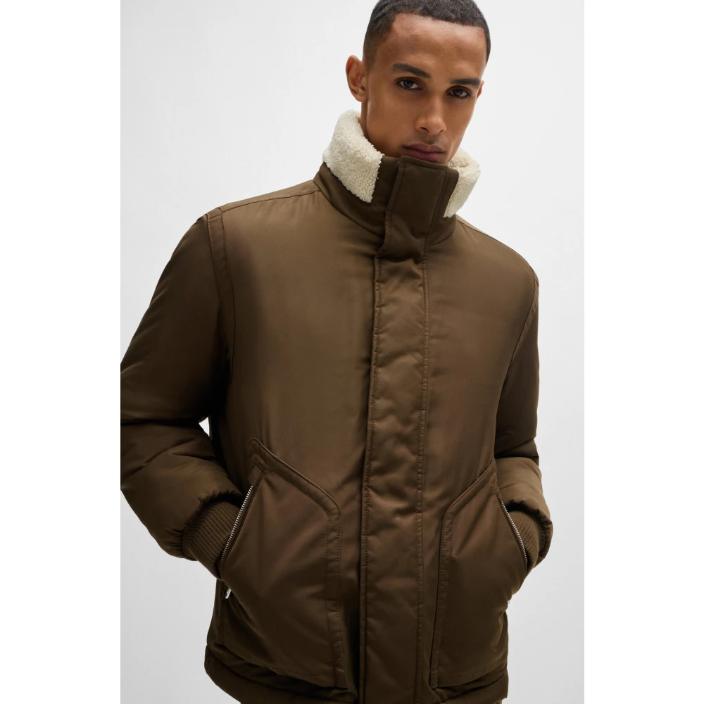 Boss Aviatorjas met bontkraag Bruin Brown Heren
