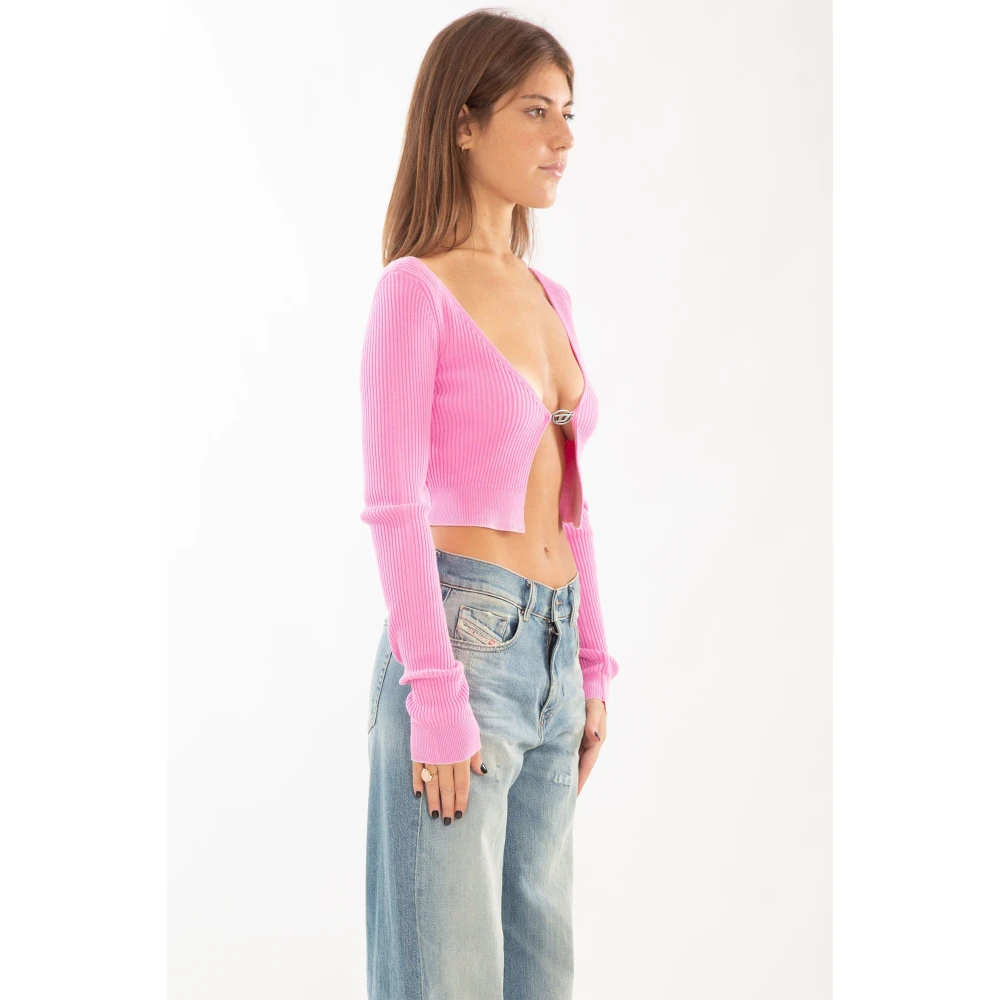 Diesel Faded Ribbed Cardigan in 377 Pink Dames