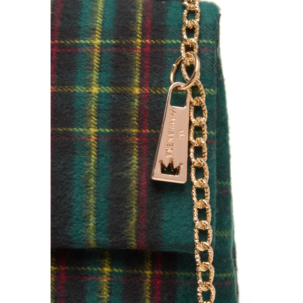 La Milanesa Groene Wollen Tartan Schoudertas Green Dames