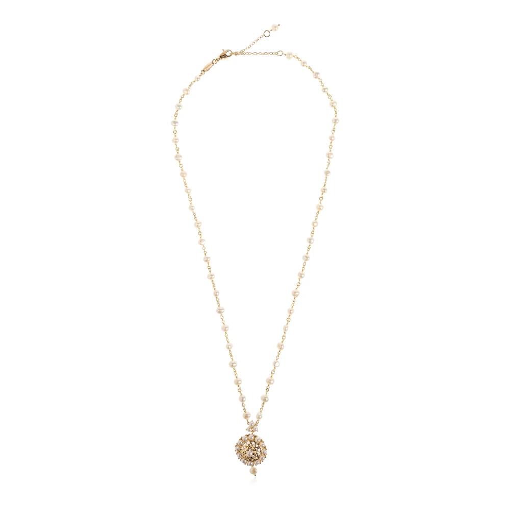 Dolce & Gabbana Beige Golden Pearl Necklace