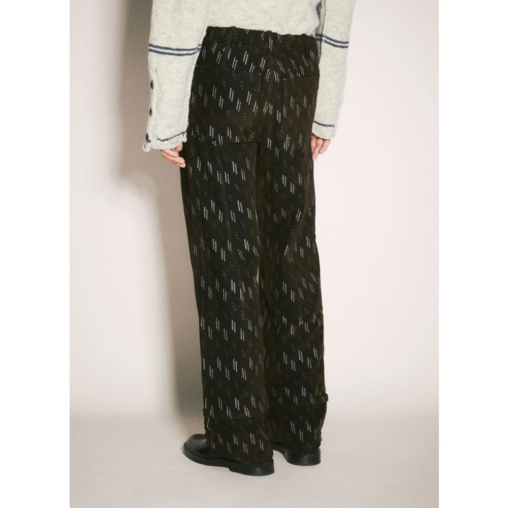 Kiko Kostadinov Jacquard Twill Broek met All-Over Motief Brown Heren