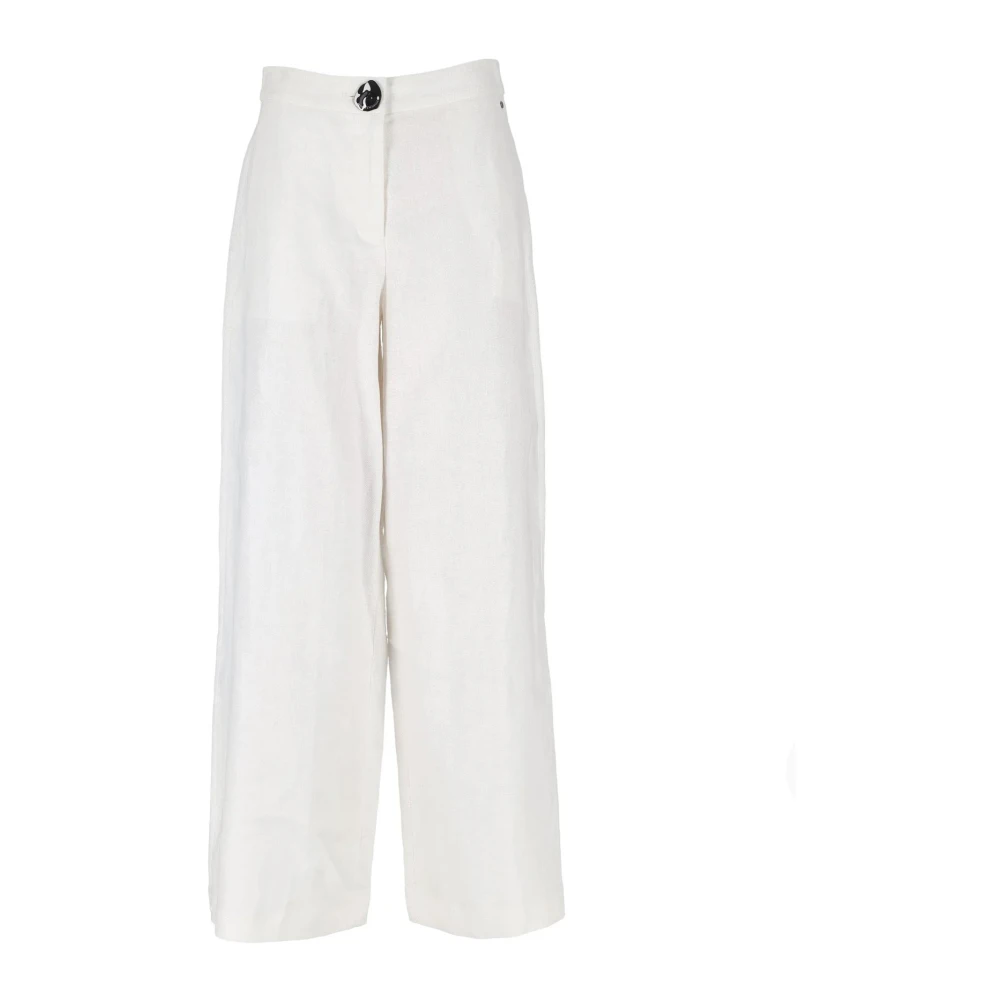 Armani Exchange Mujer Blanco - Pantalones Palazzo De Sarga De Lino - Trousers - S