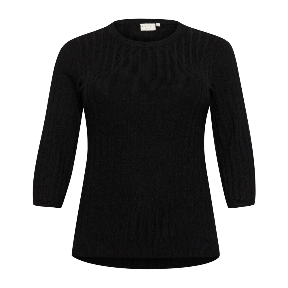 Kaffe Curve Zwart Diep Rib Pullover Trui Black Dames