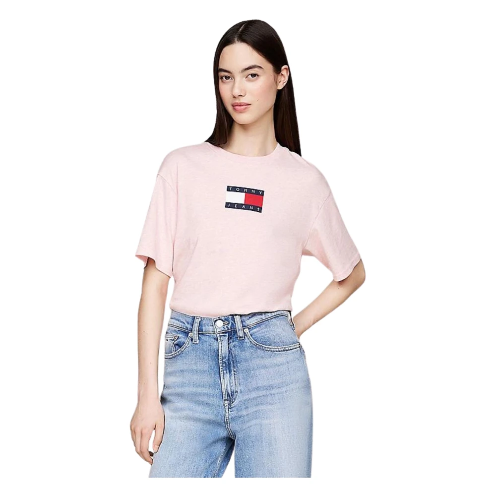 Tommy Hilfiger Roze Streetwear T-shirt met Branding Pink Dames