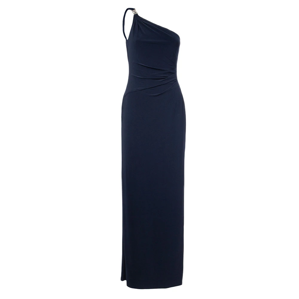 Ralph Lauren One-Shoulder Lange Jurk Blue Dames