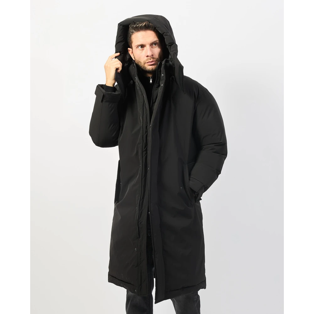 Hugo Boss Zwarte Waterdichte Parka met Oversized Pasvorm Black Heren