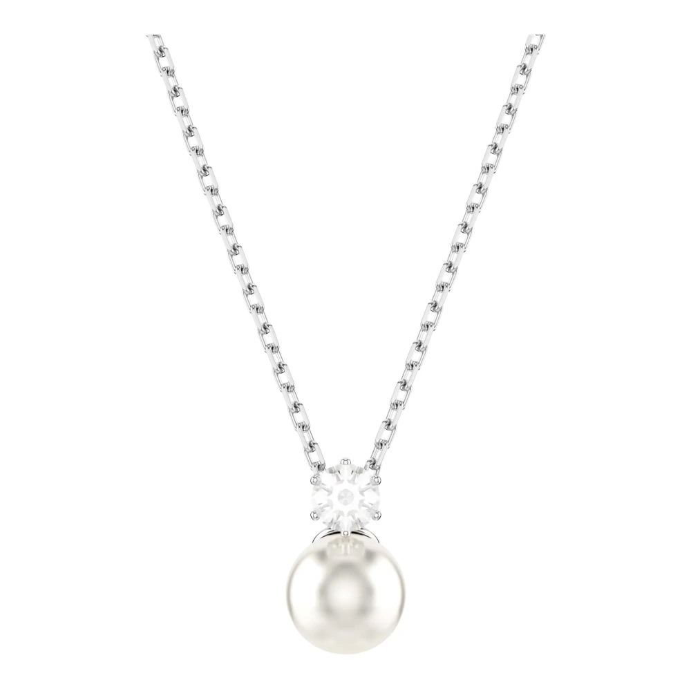 Swarovski Women's Gray Necklaces, One Size, Necklace Matrix Pendant Crystal Pearl White 5693897