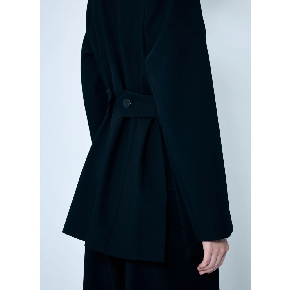 Ganni Twill Suiting Blazer met Verstelbare Taille Black Dames