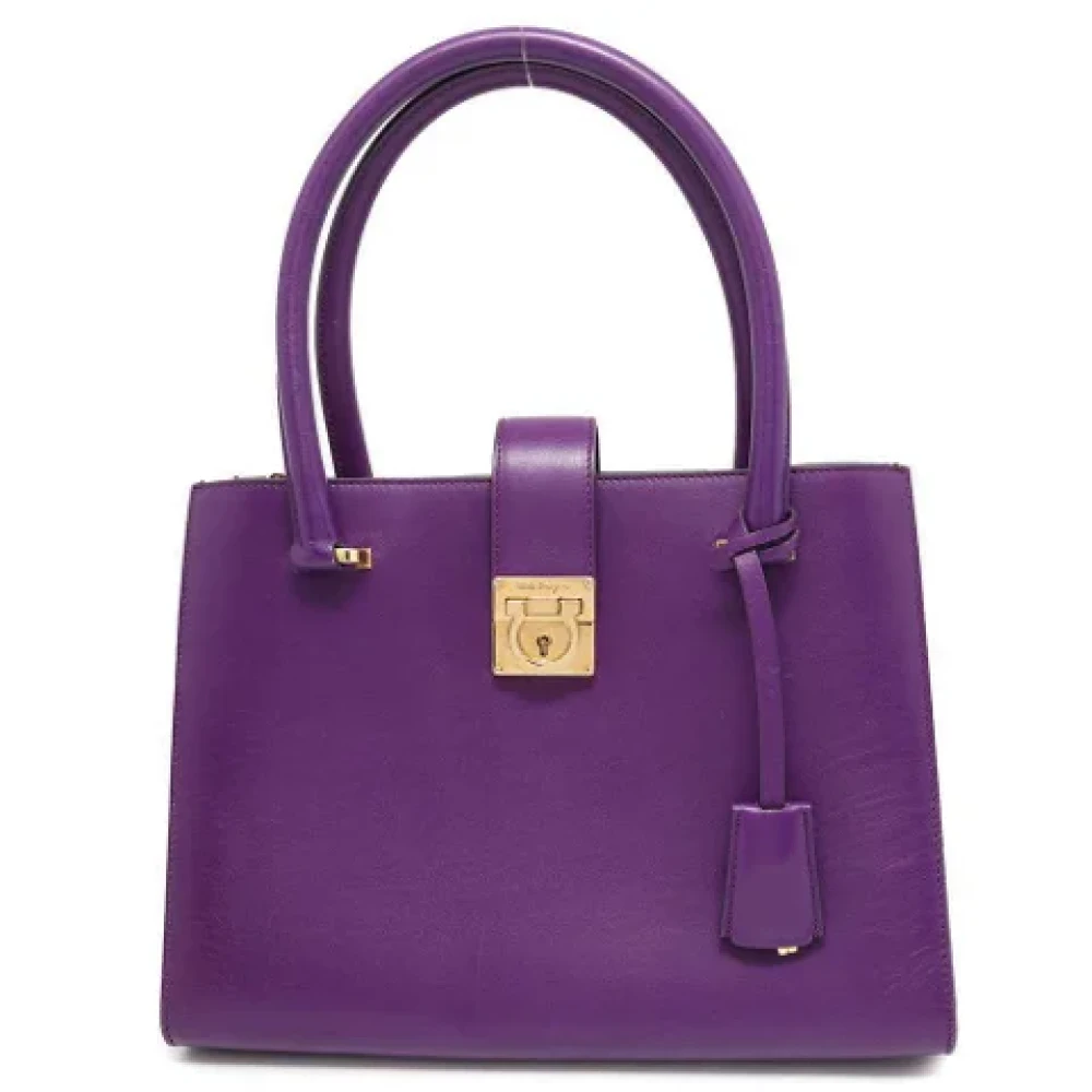 Salvatore Ferragamo Pre-owned Leather handbags Purple Dames