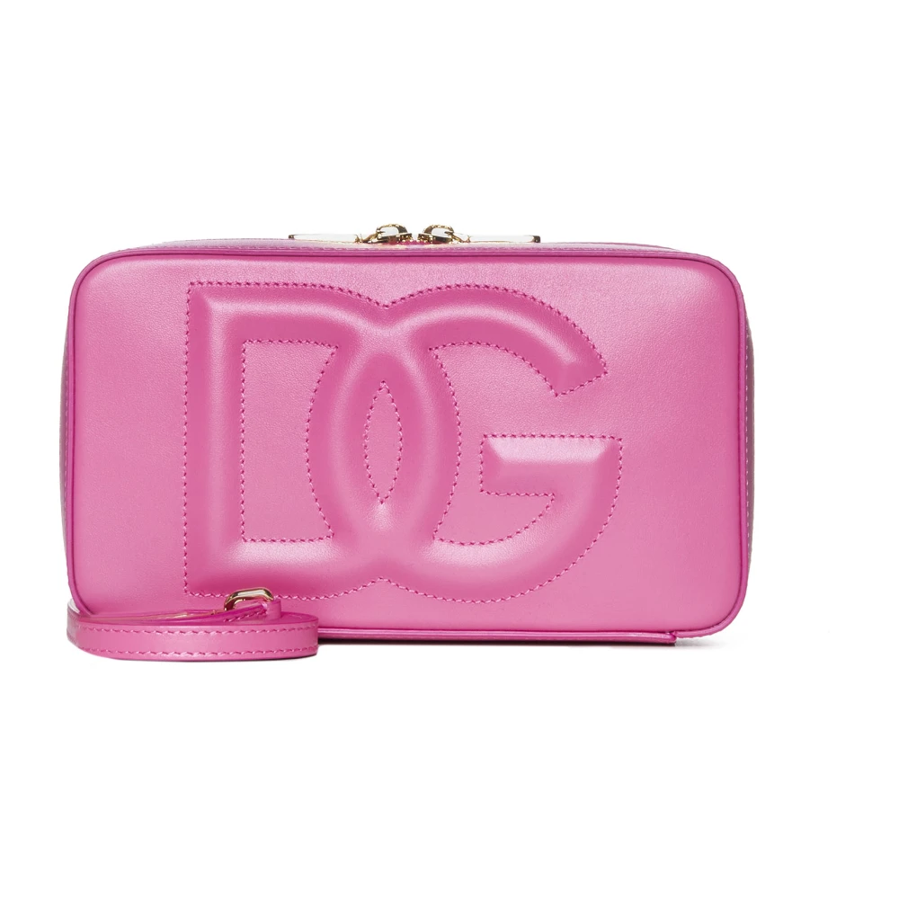 Dolce & Gabbana Roze leren schoudertas met logo Purple Dames