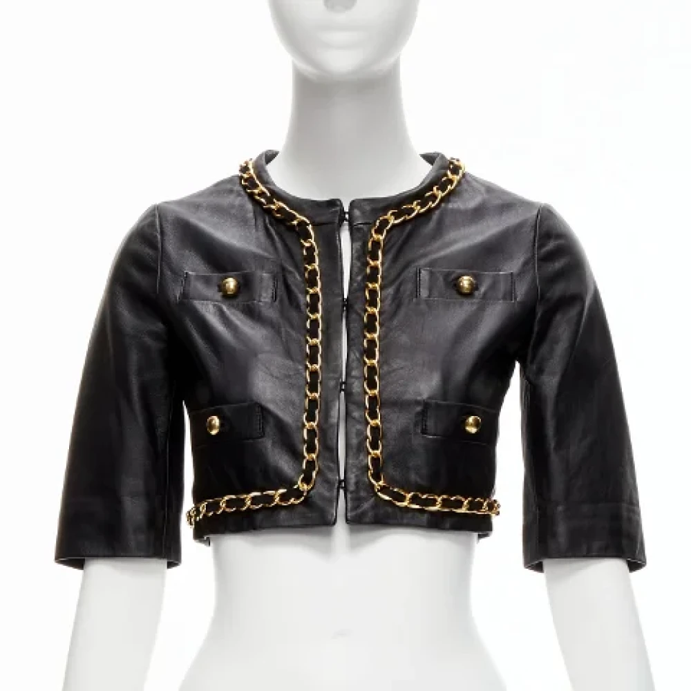Moschino Pre-Owned Pre-owned Leather outerwear Black Dames