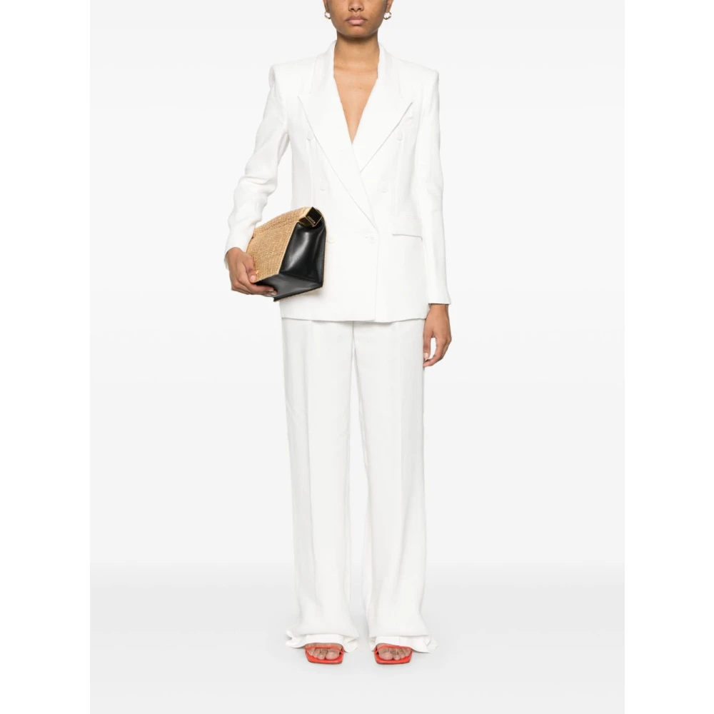 Elisabetta Franchi Ivoor Broek met Voorknoopsluiting Beige Dames