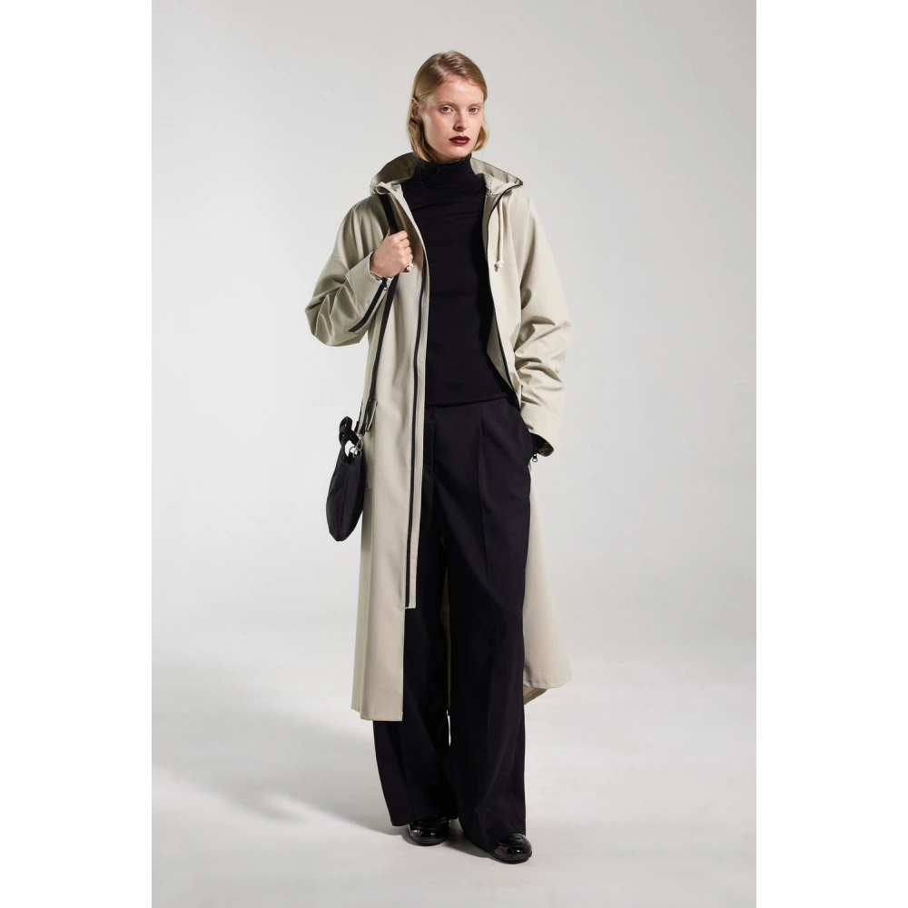 Stutterheim Mat Lang Regenjas met Aqua Guard Rits Beige Dames