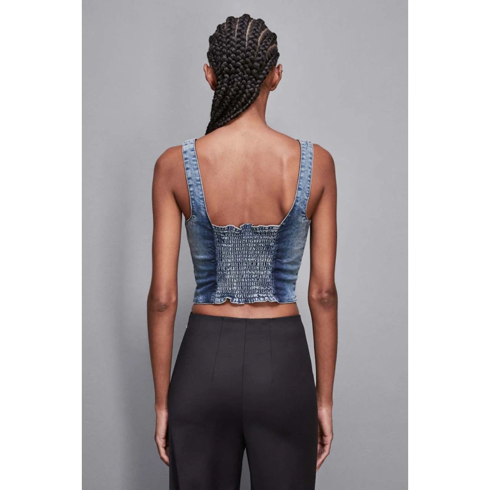 PATRIZIA PEPE Vintage Wash Overhemd Ca25 Blue Dames