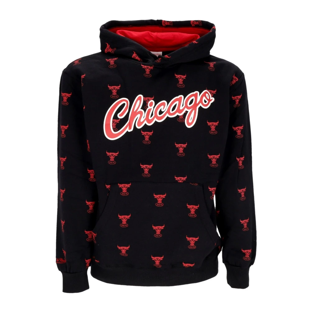 Mitchell & Ness Chicago Bulls AOP Fleece Hoodie Black Heren