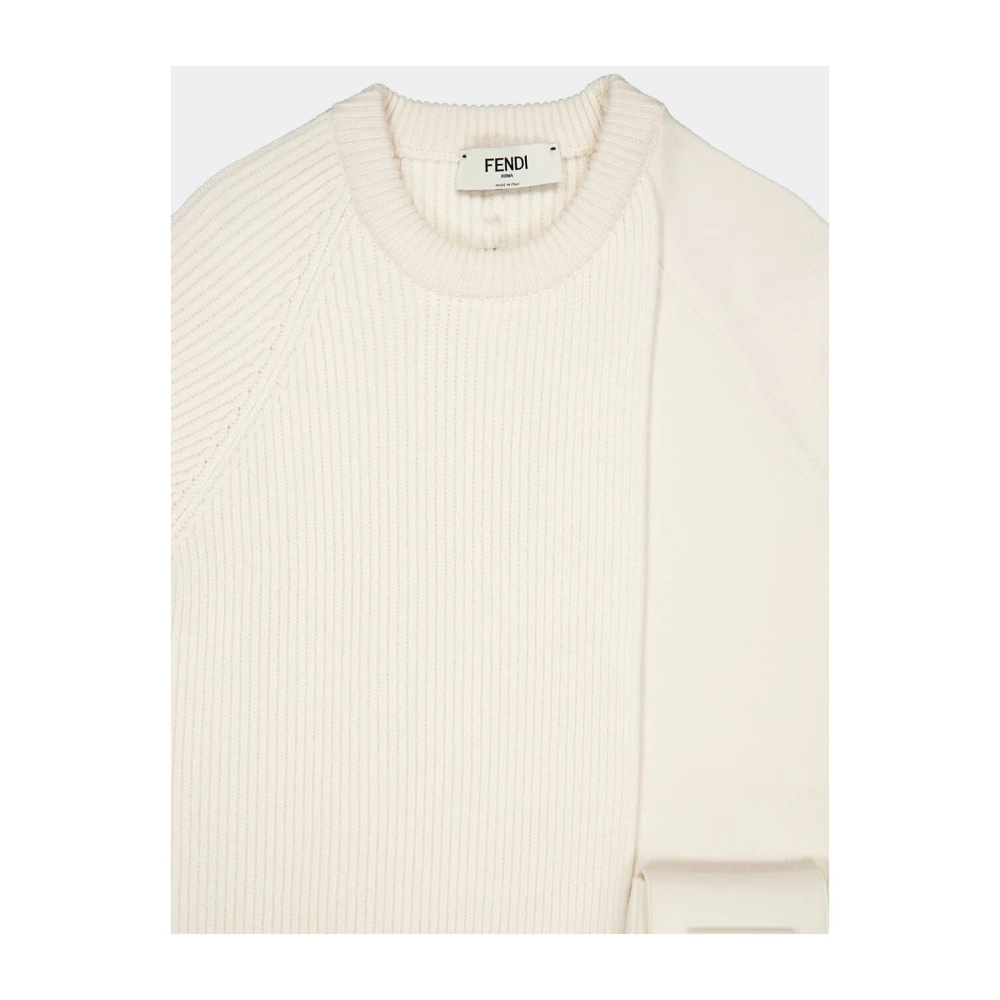 Fendi Luxe Wol Cashmere Crewneck Jumper Beige Dames