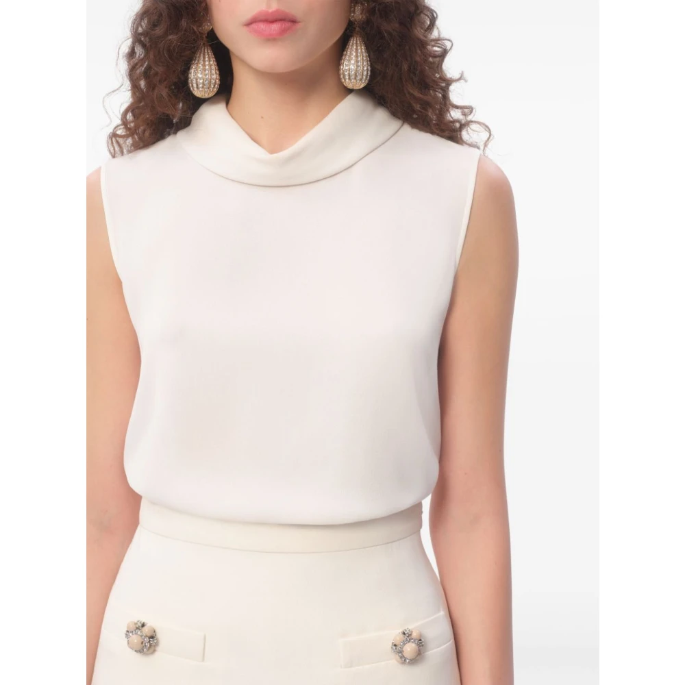 Valentino Ivoor Zijden Mouwloze Top Beige Dames