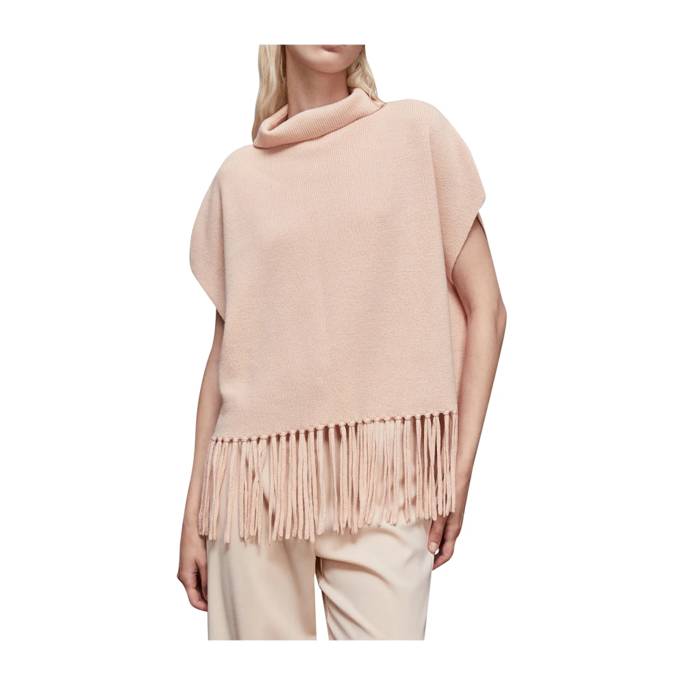 PATRIZIA PEPE Beige Organische Wol Hoge Hals Poncho Beige Dames