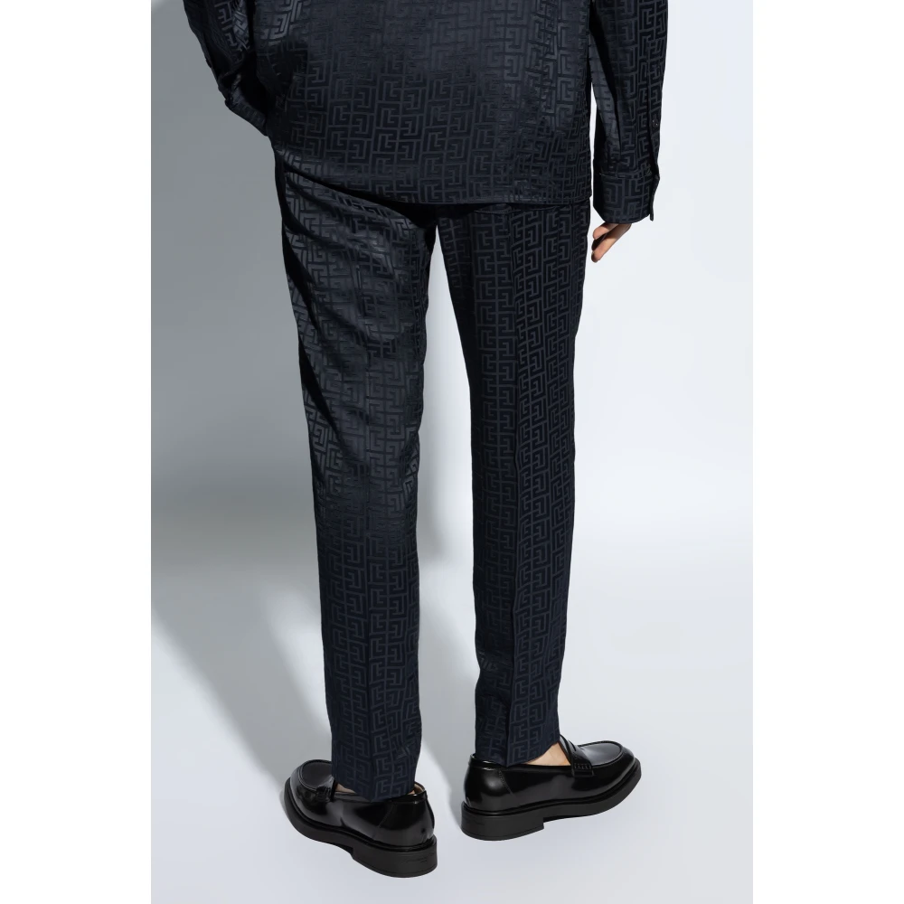 Balmain Monogram Broek Blue Heren