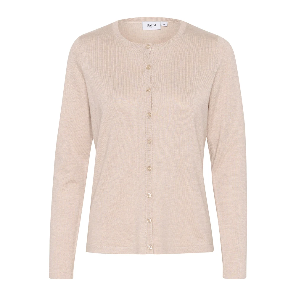 Saint Tropez Grijze Melange Gebreide Cardigan A8661 Beige Dames