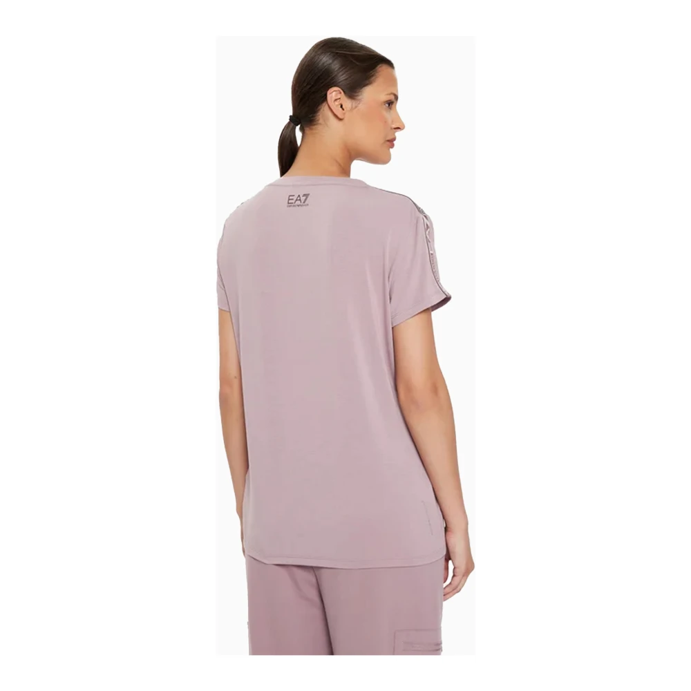 Emporio Armani EA7 Casual Katoenen T-shirt voor Mannen Purple Dames