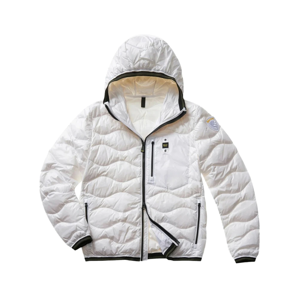 Blauer Witte Winterjas Essentiële Stijl White Heren